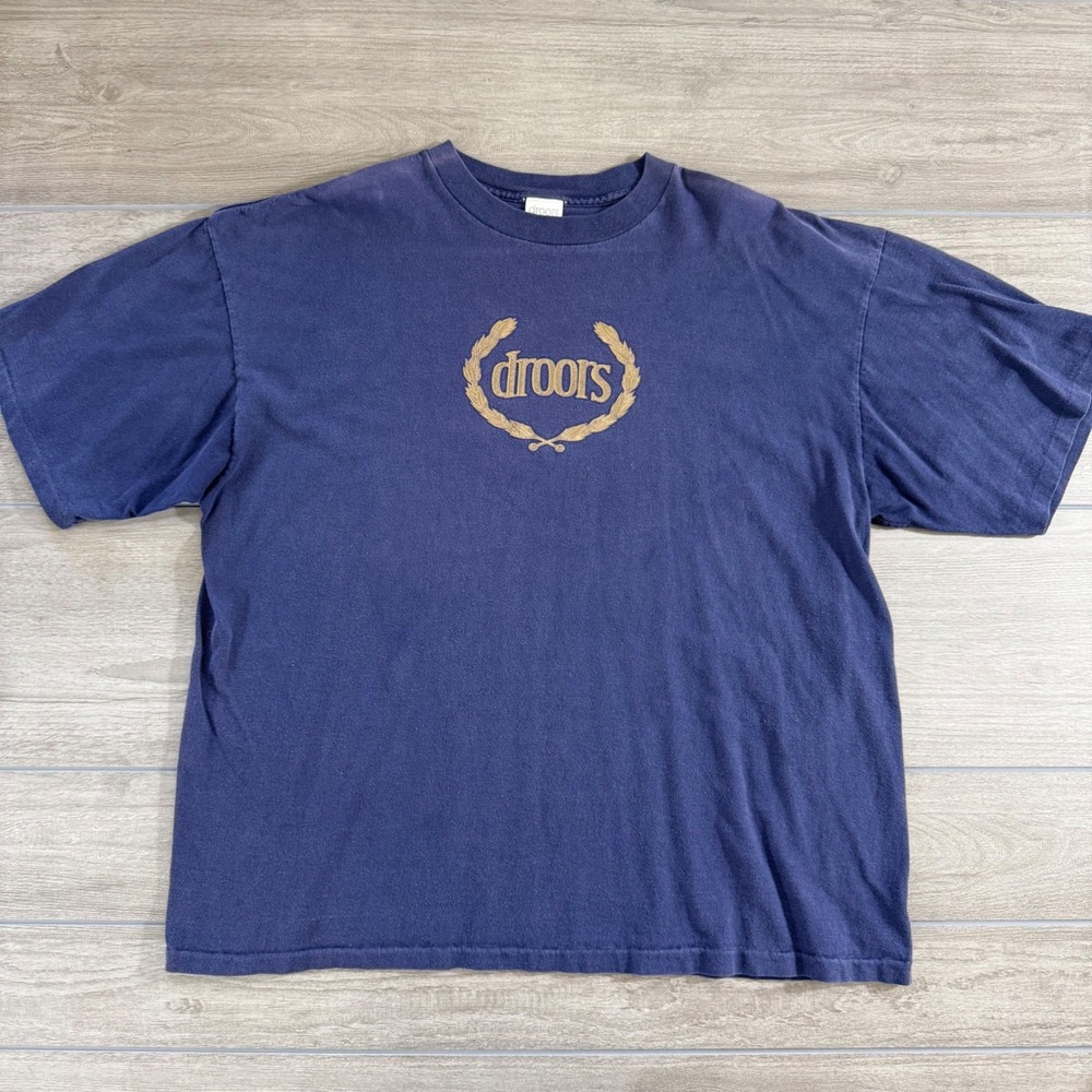 Droors Clothing Co T-Shirt XXL Navy Blue Vintage 90s Laurel Wreath Logo Skate